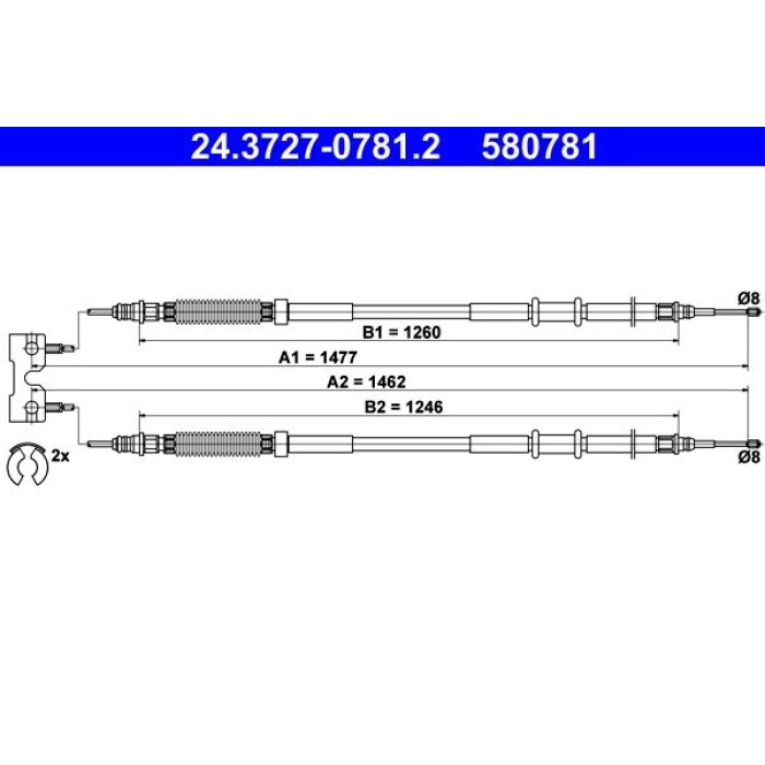 ATE Handbremsseil 24.3727-0781.2 ATE Handbremsseil 24.3727-0781.2