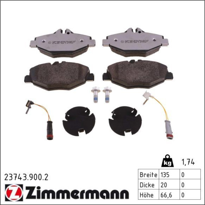 ZIMMERMANN Bremsbeläge 23743.900.2 ZIMMERMANN Bremsbeläge 23743.900.2