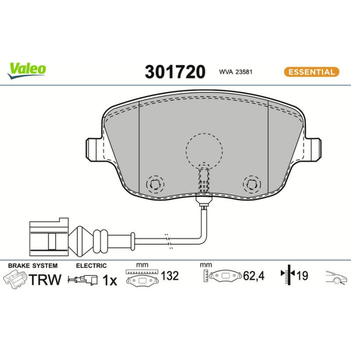 Valeo Bremsbelagsatz 301720 Valeo Bremsbelagsatz 301720