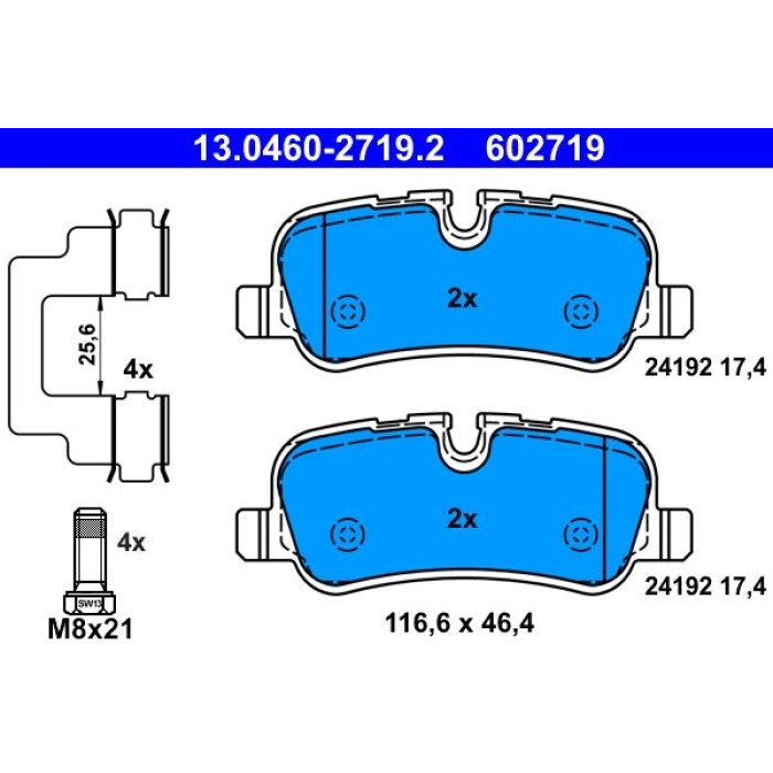 ATE Bremsbelagsatz Land Rover Vorderachse Discovery/Range Rover 2.7-3.0D/4.2-4.4 4x4 02-13 13.0460-2719.2 ATE Bremsbelagsatz Land Rover Vorderachse Discovery/Range Rover 2.7-3.0D/4.2-4.4 4x4 02-13 13.0460-2719.2