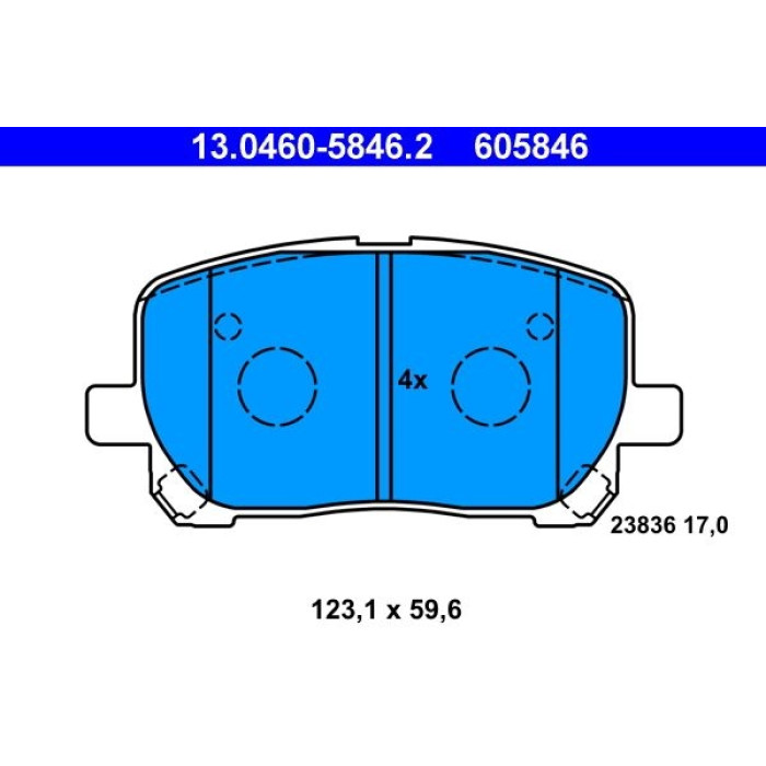 ATE Bremsbelagsatz Toyota Vorderachse Avensis 2.0 01-09 13.0460-5846.2 ATE Bremsbelagsatz Toyota Vorderachse Avensis 2.0 01-09 13.0460-5846.2