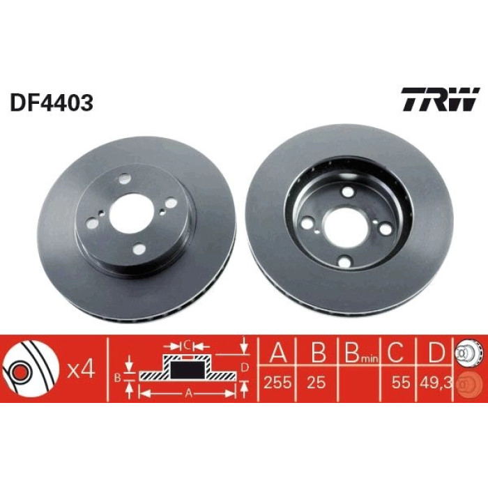 TRW Bremsscheibe Toyota Corolla DF4403 TRW Bremsscheibe Toyota Corolla DF4403
