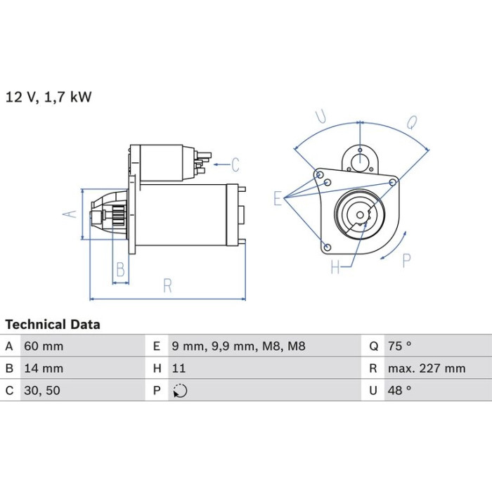 Bosch Starter 0 986 023 050 Bosch Starter 0 986 023 050