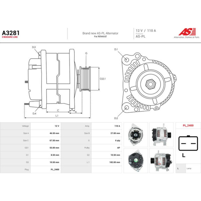 A3281 AS-PL Lichtmaschine (Generator) A3281