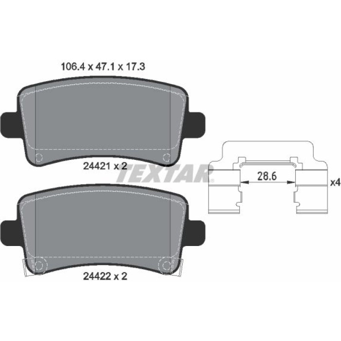 Textar Bremsbelagsatz 2442102 Textar Bremsbelagsatz 2442102