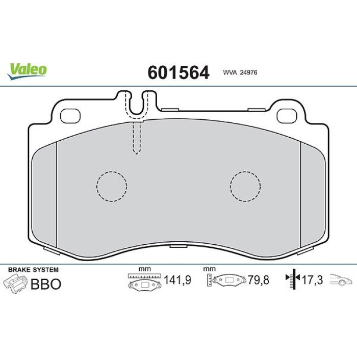 Valeo Bremsbelagsatz 601564 Valeo Bremsbelagsatz 601564