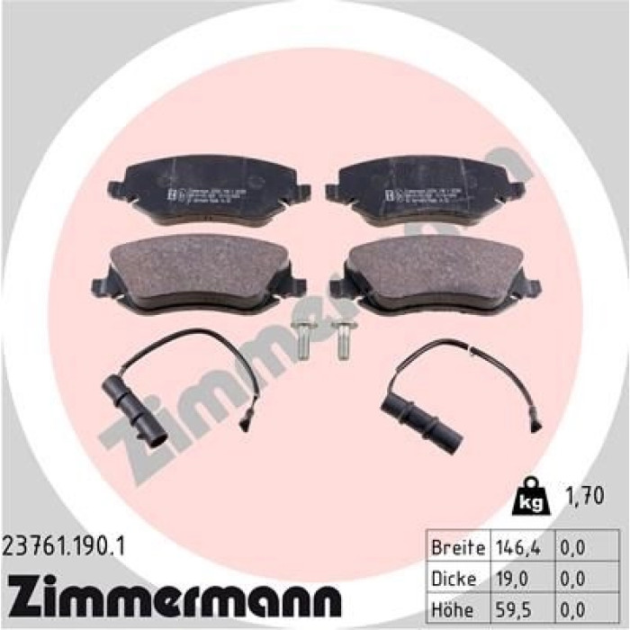 ZIMMERMANN Bremsbeläge 23761.190.1 ZIMMERMANN Bremsbeläge 23761.190.1
