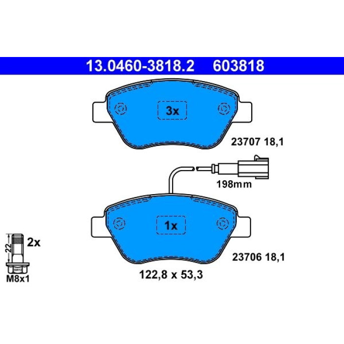 13.0460-3818.2 ATE Bremsbelagsatz 13.0460-3818.2 13.0460-3818.2 ATE Bremsbelagsatz 13.0460-3818.2