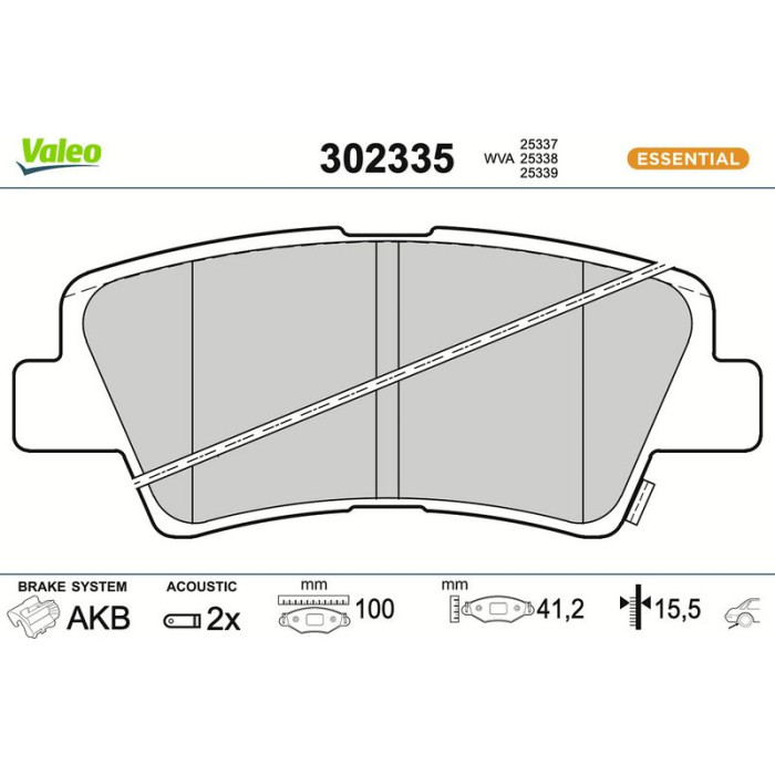 Valeo Bremsbelagsatz 302335 Valeo Bremsbelagsatz 302335