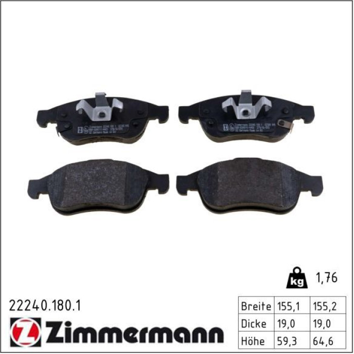 ZIMMERMANN Bremsbeläge 22240.180.1 ZIMMERMANN Bremsbeläge 22240.180.1