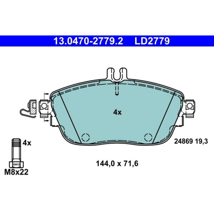 ATE Bremsbelagsatz Mercedes-Benz Vorderachse W176/W246/X156 11- Keramik 13.0470-2779.2 ATE Bremsbelagsatz Mercedes-Benz Vorderachse W176/W246/X156 11- Keramik 13.0470-2779.2