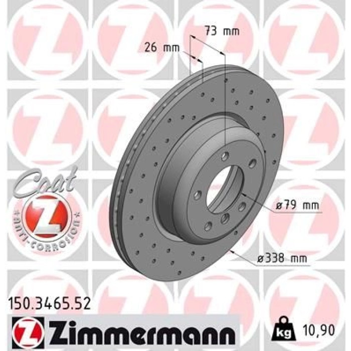 Zimmermann 11 481 065 Sport Bremsscheibe Vorderachse Sport 150.3465.52 Zimmermann 11 481 065 Sport Bremsscheibe Vorderachse Sport 150.3465.52
