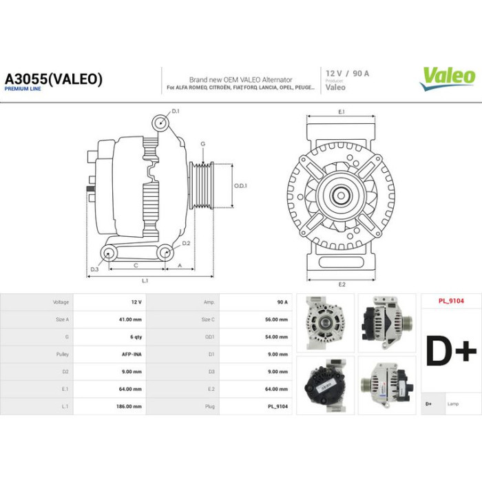A3055(VALEO) AS-PL Lichtmaschine (Generator) A3055(VALEO)