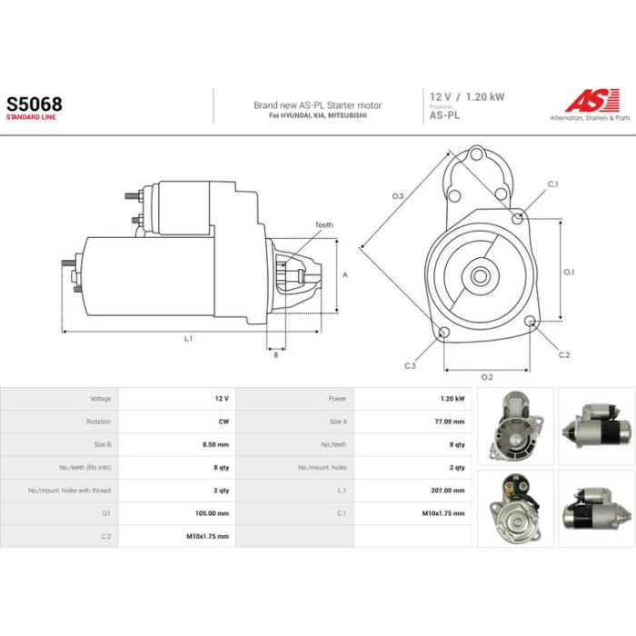 S5068 AS-PL Anlasser (Starter) S5068
