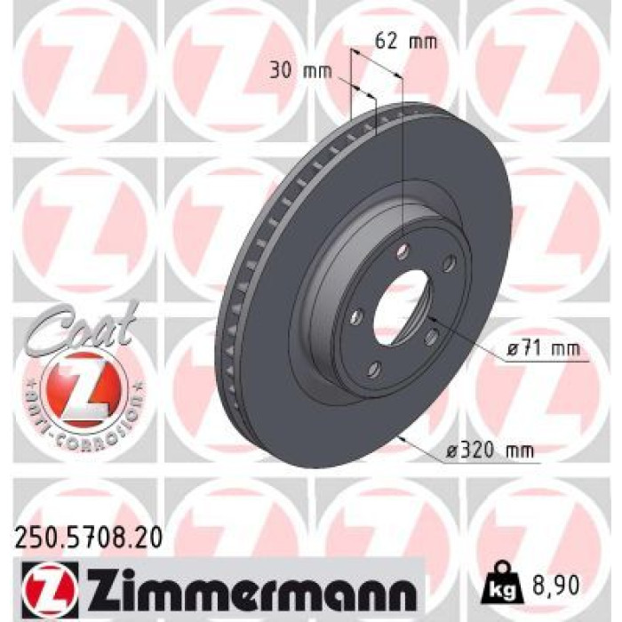 Zimmermann Bremsscheibe Vorderachse 250.5708.20 Zimmermann Bremsscheibe Vorderachse 250.5708.20