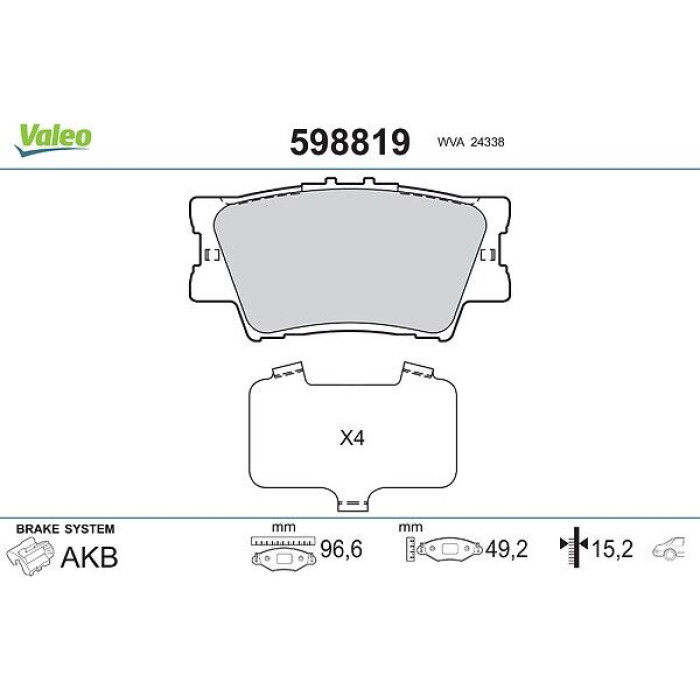 Valeo Bremsbelagsatz 598819 Valeo Bremsbelagsatz 598819
