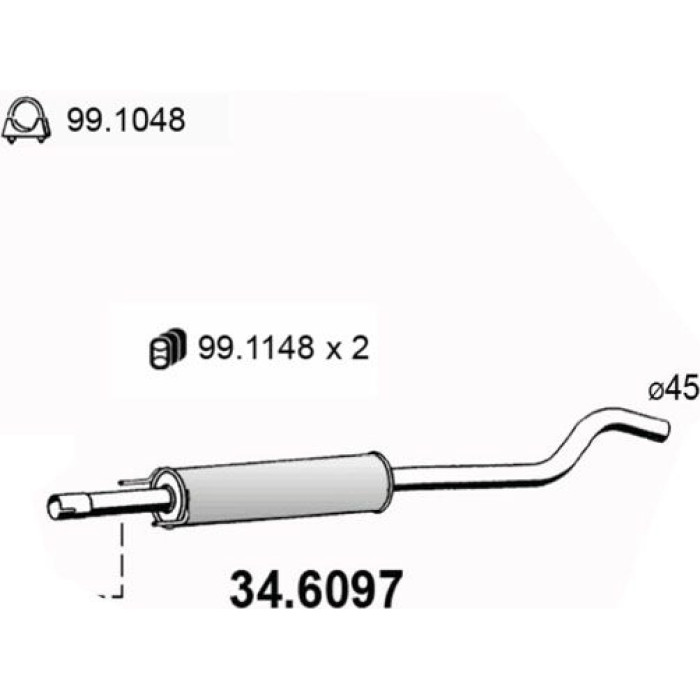 34.6097 ASSO Mittelschalldämpfer 34.6097