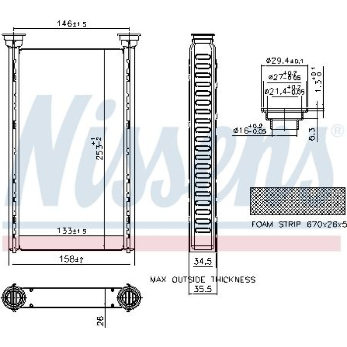 Nissens Heizungskühler PKW 707209 Nissens Heizungskühler PKW 707209