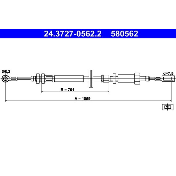 ATE Handbremsseil 24.3727-0562.2 ATE Handbremsseil 24.3727-0562.2