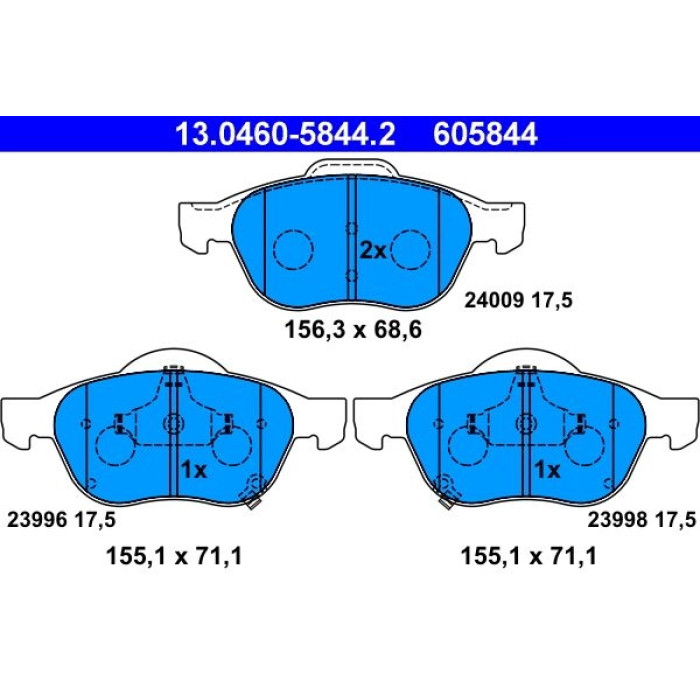 13.0460-5844.2 ATE Bremsbeläge 13.0460-5844.2 13.0460-5844.2 ATE Bremsbeläge 13.0460-5844.2