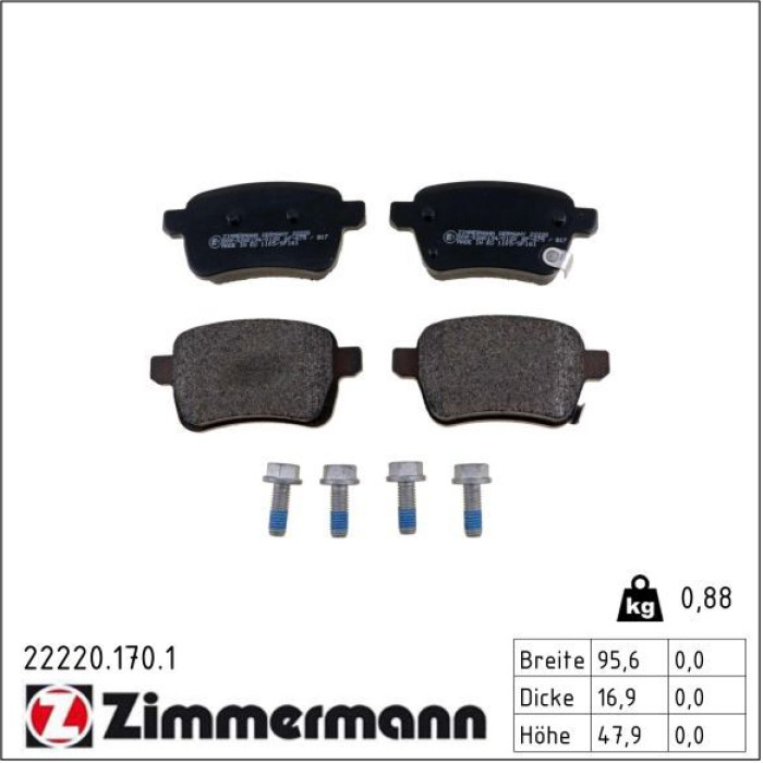 ZIMMERMANN Bremsbeläge 22220.170.1 ZIMMERMANN Bremsbeläge 22220.170.1