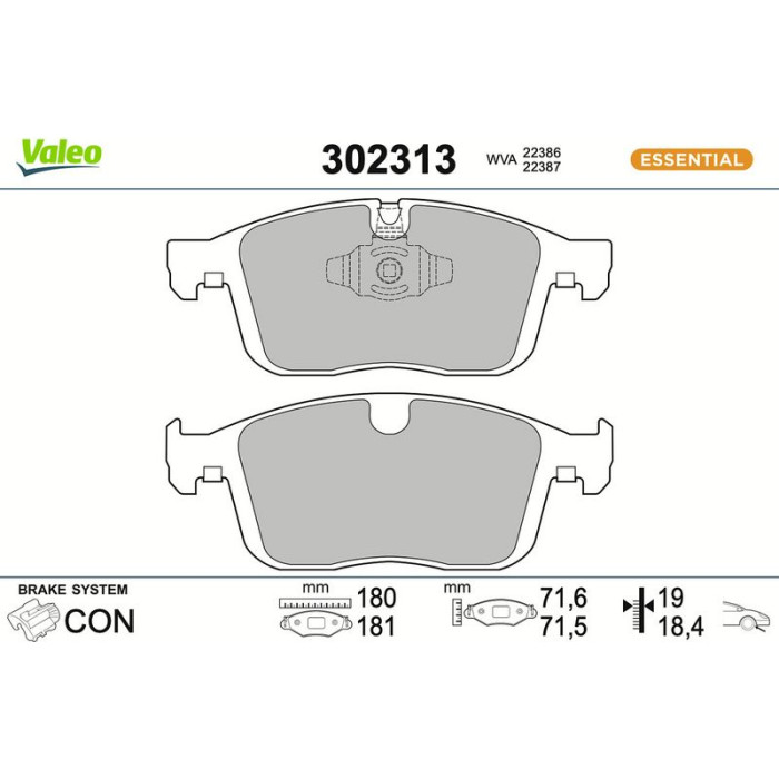 Valeo Bremsbelagsatz 302313 Valeo Bremsbelagsatz 302313