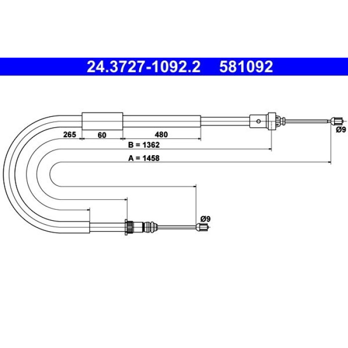 ATE Handbremsseil 24.3727-1092.2 ATE Handbremsseil 24.3727-1092.2