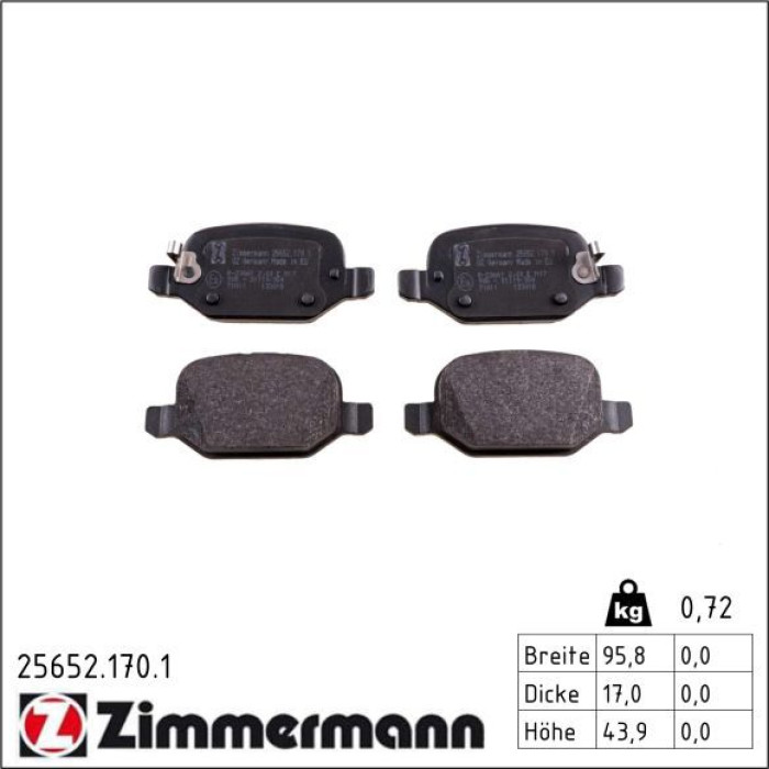 25652.170.1 ZIMMERMANN Bremsbeläge 25652.170.1 25652.170.1 ZIMMERMANN Bremsbeläge 25652.170.1