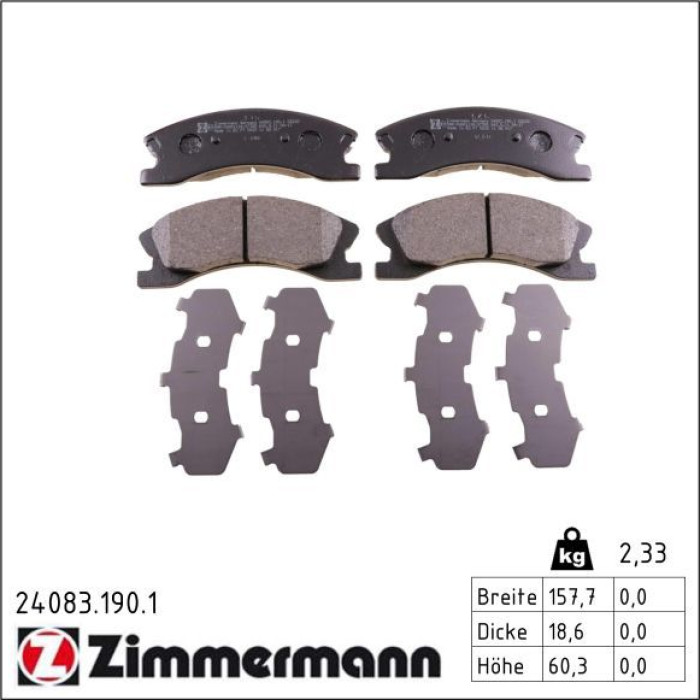 ZIMMERMANN Bremsbeläge 24083.190.1 ZIMMERMANN Bremsbeläge 24083.190.1