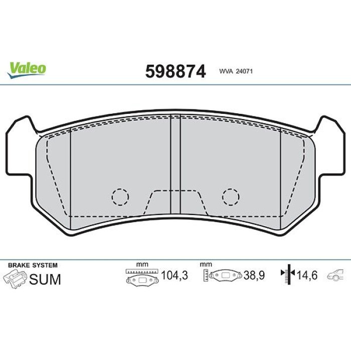 Valeo Bremsbelagsatz 598874 Valeo Bremsbelagsatz 598874