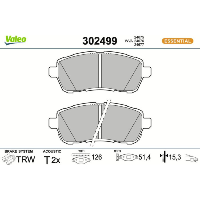 Valeo Bremsbelagsatz 302499 Valeo Bremsbelagsatz 302499