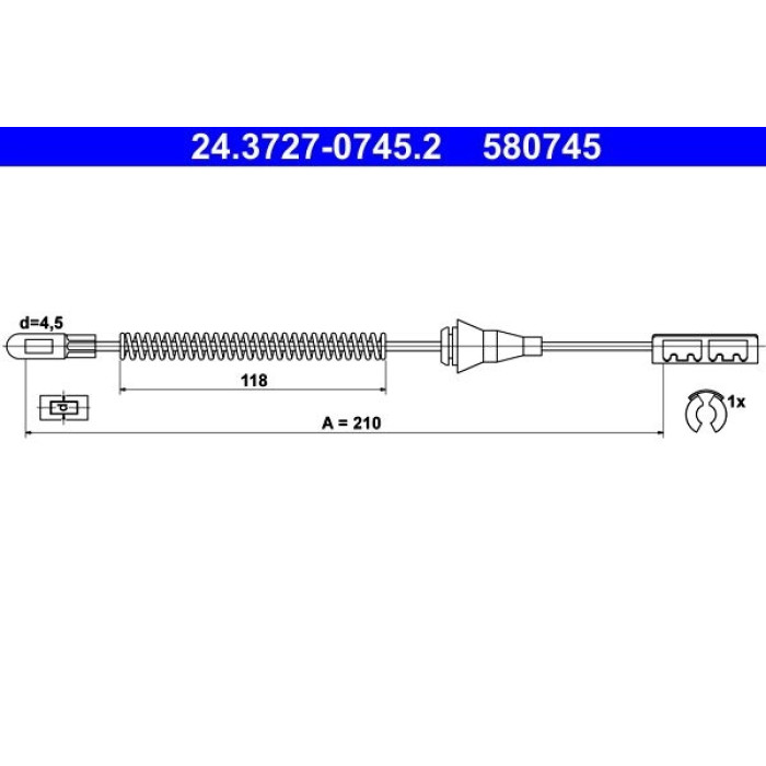 ATE Handbremsseil 24.3727-0745.2 ATE Handbremsseil 24.3727-0745.2
