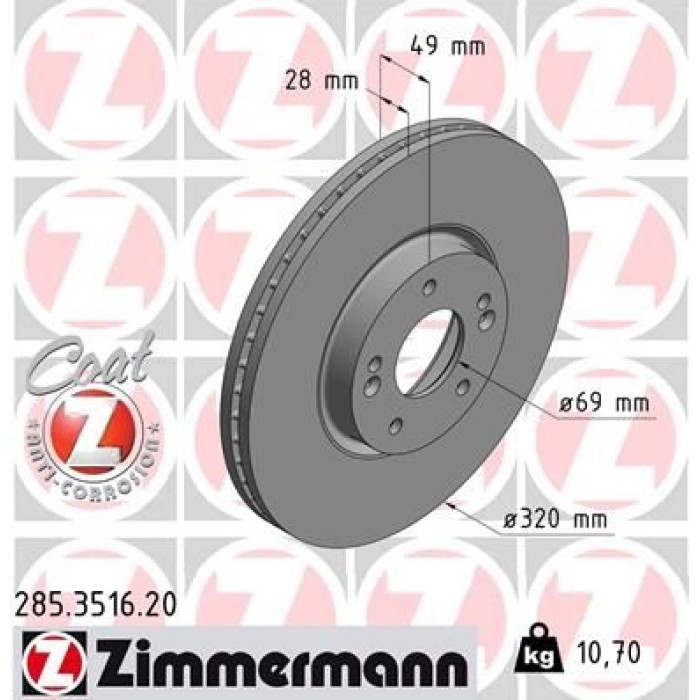 Zimmermann Bremsscheibe 285.3516.20 Zimmermann Bremsscheibe 285.3516.20