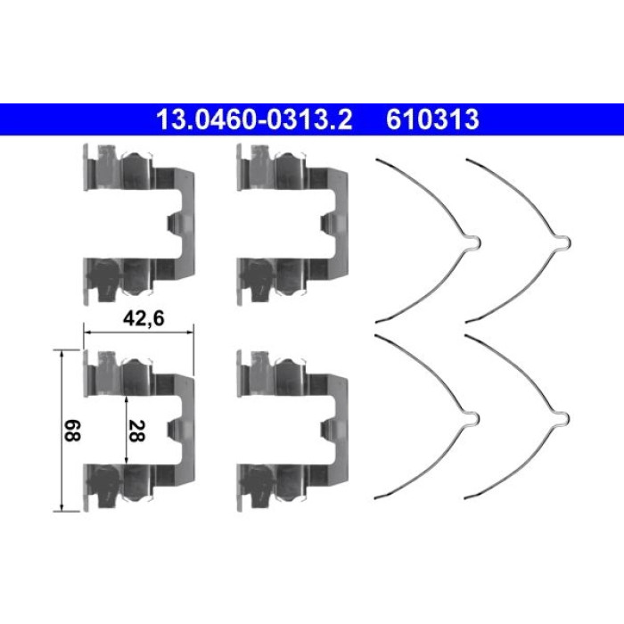 ATE Zubehörsatz Bremsbeläge 13.0460-0313.2 ATE Zubehörsatz Bremsbeläge 13.0460-0313.2
