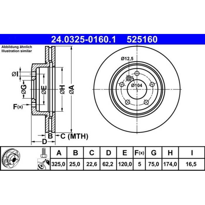 ATE Bremsscheibe BMW Vorderachse X3 2.0-3.0 04-11 PowerDisc 24.0325-0160.1 ATE Bremsscheibe BMW Vorderachse X3 2.0-3.0 04-11 PowerDisc 24.0325-0160.1