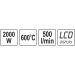 Heissluftpistole 2000W 70~600Ïc Mit Zubeh÷r Und Lcd-Anzeige YT-82293