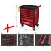 KS TOOLS RACINGline Werkstattwagen mit 7 Schubladen und 215-teiligem Werkzeugset Premium, SCHWARZ/ROT 826.7215