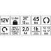 Schlagratsche 3/8-1/2 45 Nm 12V (2,0Ah, 1H) YT-82902 Schlagratsche 3/8-1/2 45 Nm 12V (2,0Ah, 1H) YT-82902