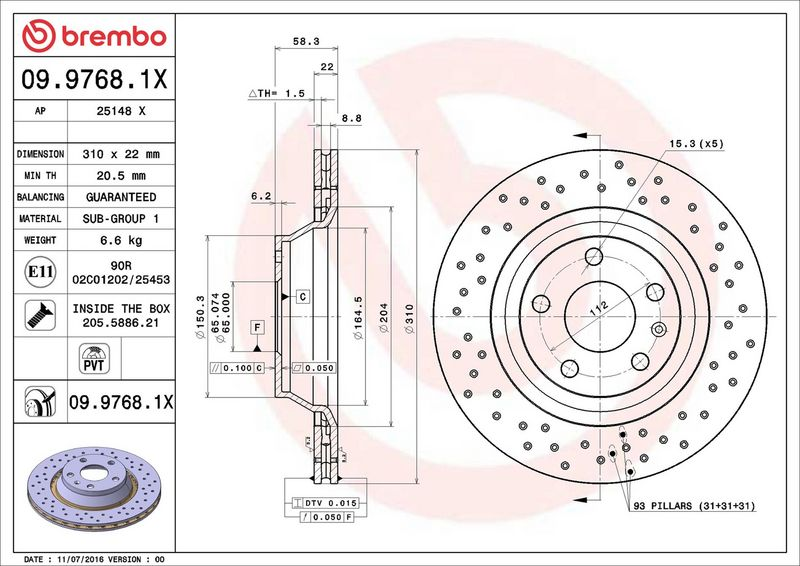 Bremsscheibe HA Xtra AUDI TT Quattro 06 XTRA LINE - Xtra 09.9768.1X