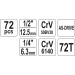 Steckschlüsselsatz M 1/2 + 1/4 72-Tlg | YT-38782 Steckschlüsselsatz M 1/2 + 1/4 72-Tlg | YT-38782