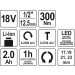 YT-82804 Akku-Schlagschrauber 18V 1/2 Max 300Nm 2200 1/Min Im Koffer Inkl. 1X2,0 Ah Li-Ion
