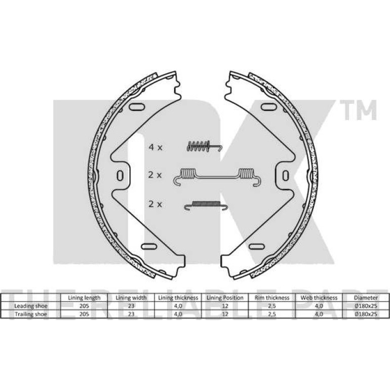 Handbremsbacken Db W212 09-/Glk/Cls 2733802 Handbremsbacken Db W212 09-/Glk/Cls 2733802