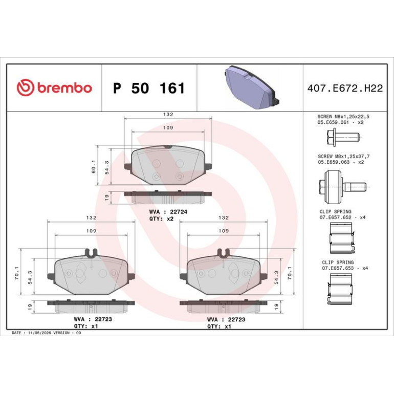 BREMBO Bremsklötze HA P 50 161 BREMBO Bremsklötze HA P 50 161