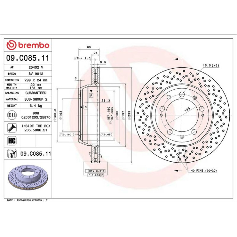13 482 029 Bremsscheibe HA 09.C085.11 13 482 029 Bremsscheibe HA 09.C085.11