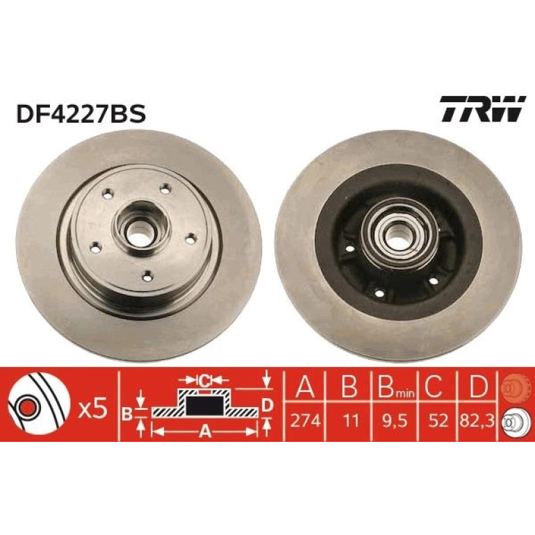 TRW Bremsscheibe DF4227BS TRW Bremsscheibe DF4227BS