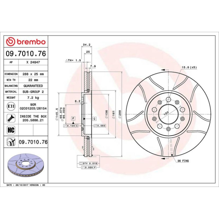 12 481 025M Bremsscheibe VA Brembo Max 09.7010.76