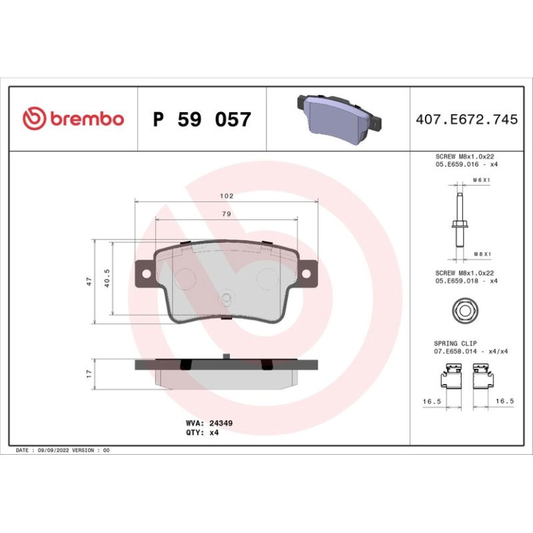 BREMBO Bremsklötze HA P 59 057 BREMBO Bremsklötze HA P 59 057