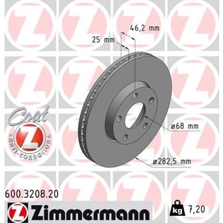 ZIMMERMANN Bremsscheibe 600.3208.20 ZIMMERMANN Bremsscheibe 600.3208.20