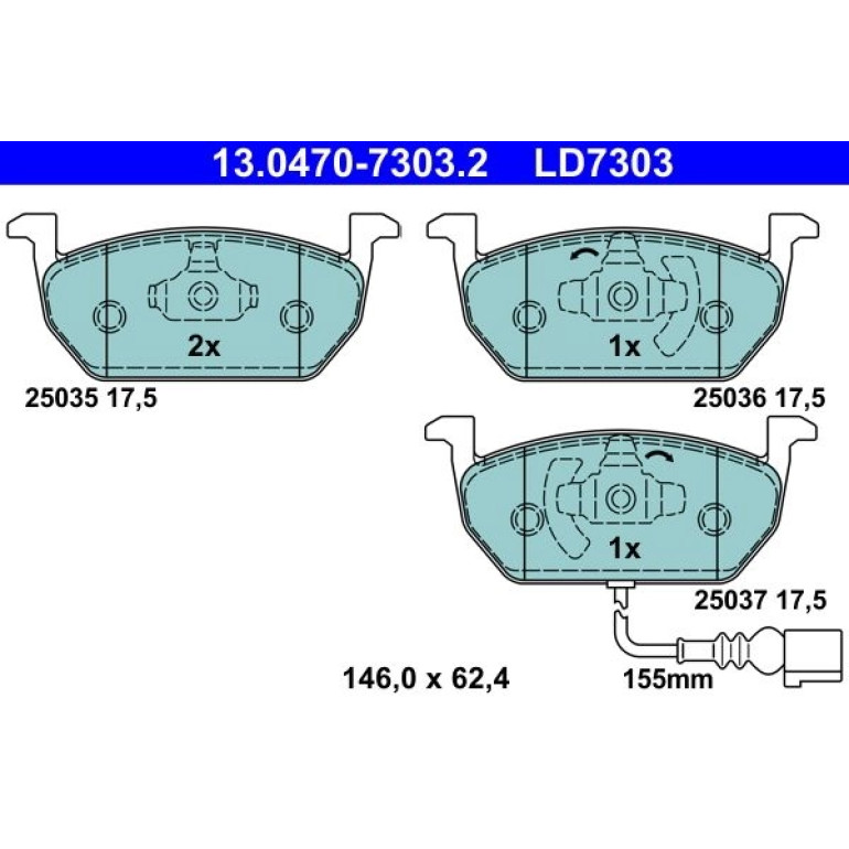 Bremsbelagsatz Vw P. Golf 1.0-2.0 12- Keramik 13.0470-7303.2 Bremsbelagsatz Vw P. Golf 1.0-2.0 12- Keramik 13.0470-7303.2