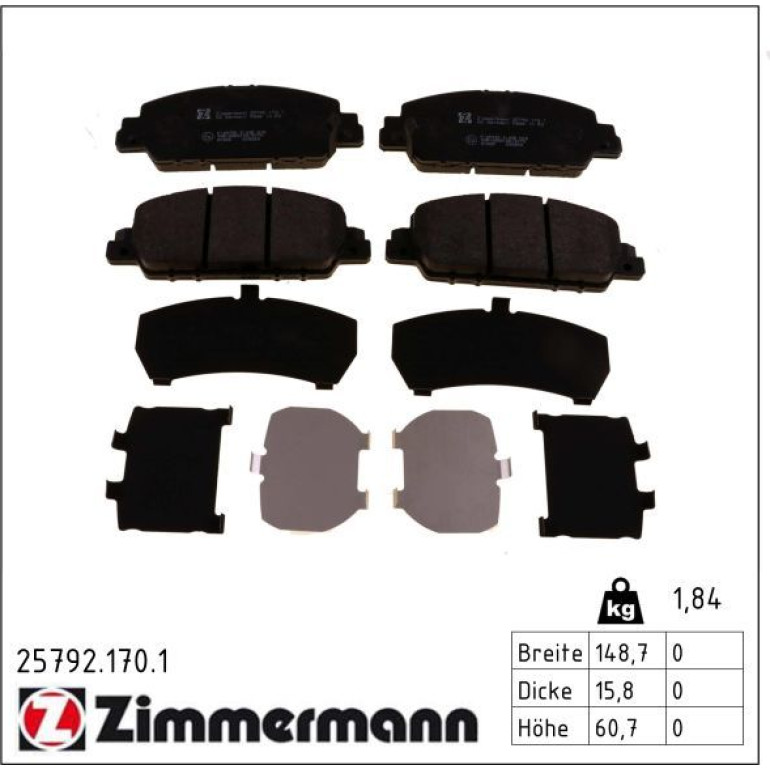 ZIMMERMANN Bremsbeläge 25792.170.1 ZIMMERMANN Bremsbeläge 25792.170.1